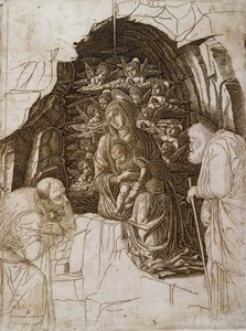 A Adoração dos Magos: A Virgem na Gruta, c.1475-80 de Andrea Mantegna