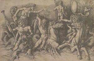 Deuses da Batalha dos Mares Parte esquerda de um friso, ca. 1485-88. de Andrea Mantegna