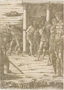 A Flagelação de Cristo, com o Fundo da Paisagem de Andrea Mantegna