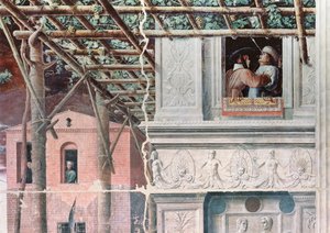 O Martírio de São Cristóvão, c.1450-56 (fresco) de Andrea Mantegna