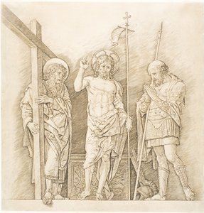 O Cristo Ressuscitado entre Santos André e Longinus de Andrea Mantegna