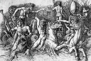 A batalha dos Deuses do Mar, de Andrea Mantegna (1431-1506), gravura. Detalhe. de Andrea Mantegna
