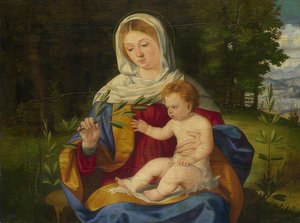 Madonna e criança com ramo de oliveira. por volta de 1515