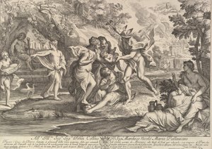 Baco como uma criança dada por Mercúrio aos cuidados das Ninfas.