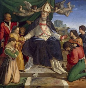 São Nicolau de Bari entronizado de Andrea Sabatini