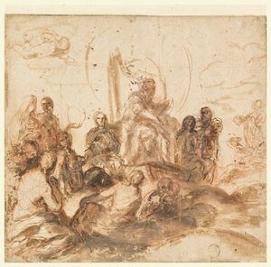 Design para Alegoria da Sabedoria Divina, Sala de Recepção, Palazzo Barberini, Roma, Itália de Andrea Sacchi