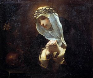 Representação de Santa Catarina de Siena (1347-1380) (óleo sobre tela) de Andrea Sacchi