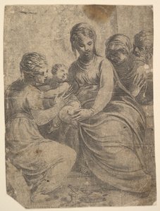 A Virgem e o Menino acompanhados por santos, ca. 1550 de Andrea Schiavone