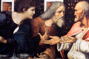 Abadia (Abadia de Tongerlo). Pintura. A Última Ceia. 1506-1507. Pormenor (pintura) de Andrea Solario
