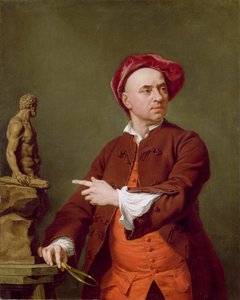 John Michael Rysbrack Modelando sua estátua de Terra-Cotta de Hércules, 1753