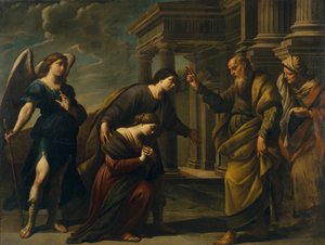 Raguels Bênção de sua filha Sarah antes de deixar Ecbatana com Tobias, c. 1640