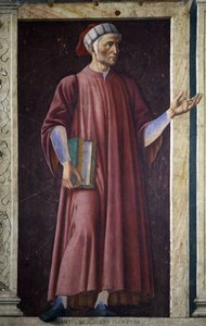 Dante Alghieri da série Villa Carducci de homens e mulheres famosos, c.1450 (fresco colocado sobre tela) de Andrea del Castagno