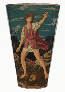 David com a cabeça de Golias, c.1450-1455 (têmpera sobre couro sobre madeira) de Andrea del Castagno