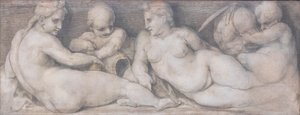 Cena com figuras no estilo clássico de Andrea del Sarto