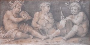 Cena com figuras no estilo clássico de Andrea del Sarto