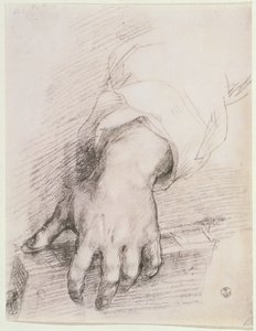 Estudo de uma mão para a Madonna da Harpa (giz no papel) de Andrea del Sarto