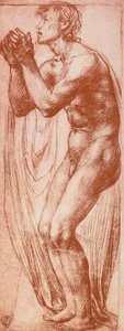 Estudo de uma figura masculina; desenho de Andrea del Sarto. Gabinete de Desenhos e Gravuras, Galeria Uffizi, Florença de Andrea del Sarto