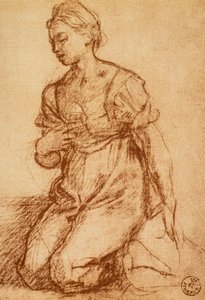 Estudo de uma mulher; desenho de Andrea del Sarto. Gabinete de Desenhos e Gravuras, Galeria Uffizi, Florença