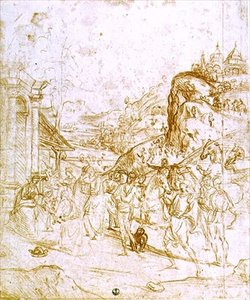 A Adoração dos Magos (giz sobre papel) de Andrea del Sarto
