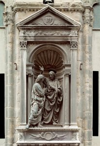 O incrédulo da escultura de São Tomás de Bronze de Andrea di Francesco di Cione dit il Verrocchio (1435-1488) Florença, Chiesa di Orsanmichele