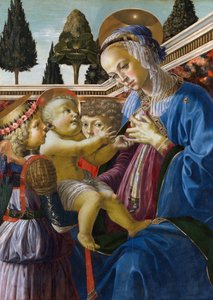 "Madonna and Child with Two Angels" Pintura de Andrea del Verrocchio (1437-1488) 1467-1469 London National Gallery de Andrea del Verrocchio