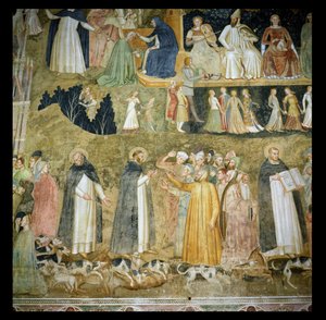 São Domingos envia os Cães de Deus, com São Pedro Mártir e São Tomás de Aquino, c.1369