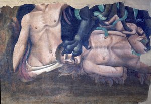 O Triunfo da Morte, detalhe da tormentação dos condenados, 1348 afrescos de Andrea di Cione Orcagna