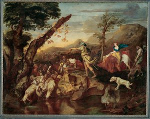 Auszug Jakobs nach Kanaan - Jacob parte para Canaã ... (pintura sobre tela)