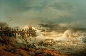 Partida de um navio a vapor de Andreas Achenbach