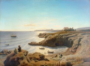 Costa em Siracusa. 1861 de Andreas Achenbach
