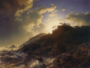 Pôr do sol após uma tempestade na costa da Sicília, 1853.