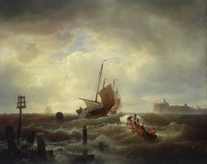 A entrada para o porto em Hellevoetsluys, 1850