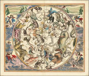 Mapa celeste de 1660 das constelações do hemisfério sul de Andreas Cellarius