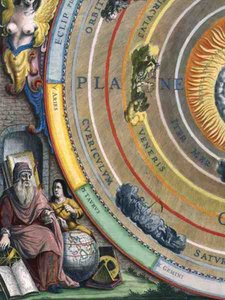 Um Astrônomo, detalhe de um mapa dos planetas, do 
