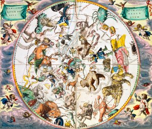 Planisfério celestial mostrando os signos do zodíaco, 1660-1661