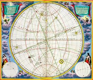 Mapa mapeando o movimento da Terra e dos Planetas, 1660-1661 de Andreas Cellarius