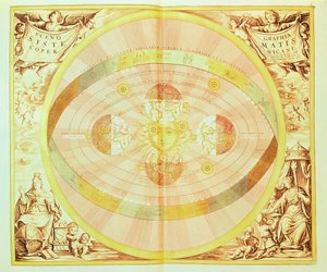 O sistema copernicano do sol, da &39;Harmonia Macrocosmica&39;, publicado em Amsterdã, 1660 d de Andreas Cellarius