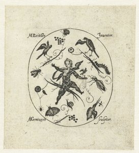 Oval com putto rodeado de pássaros, borboletas e insectos
Grotescos modernos sob a forma de ornamentos pretos (título da série) de Andreas Gentzsch
