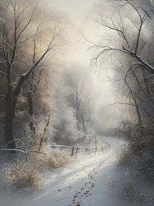 Caminho encantador coberto de neve