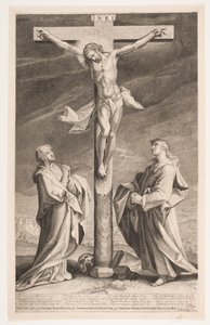 Cristo na cruz entre Maria e João
