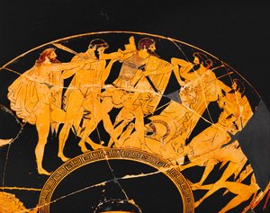 Os heróis troianos competem pelas armas e armaduras de Aquiles, que foi morto ... de Andreas Schelfhout