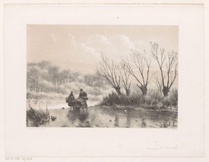 Paisagem de Inverno com duas figuras sobre o gelo de Andreas Schelfhout