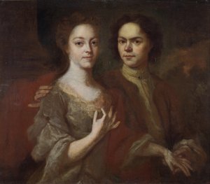 Auto-retrato com a esposa, c. 1729 de Andrei Matveyevich Matveyev