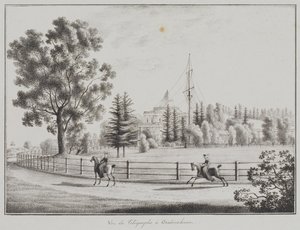 Vista do Pavilhão de Tobogã e do Telégrafo em Oranienbaum, 1821-1822 de Andrei Yefimovich Martynov