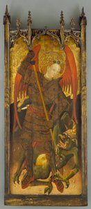 São Miguel lutando contra o dragão, c.1400 (tempera no painel) de Andres Marcal de Sas