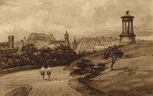 Edimburgo: Do Monumento de Dugald Stewart, Calton Hill (lito)