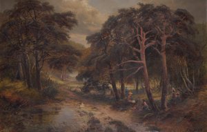 Entre os Bluebells (óleo sobre tela) de Andrew Brandish Holte