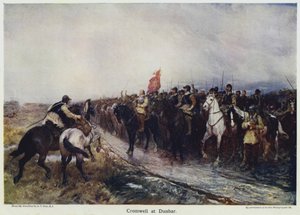 Cromwell em Dunbar (cor litho) de Andrew Carrick (after) Gow