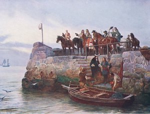 A Causa Perdida: O voo de James II após a Batalha de Boyne 1690, ilustração de "British Battles on Land and Sea".