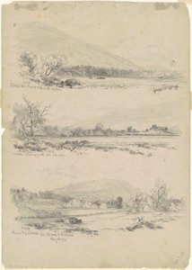 Montanhas Catskill, Topo Redondo à Distância; Catskills Olhando para o Norte de Palenville; e Round Top, Catskills, from the Road to Bracketts [verso]
